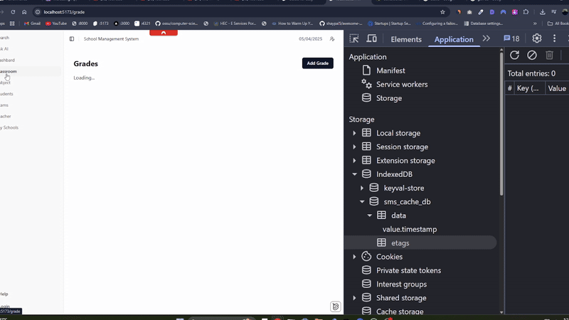 Non-cached response showing normal network request loading time